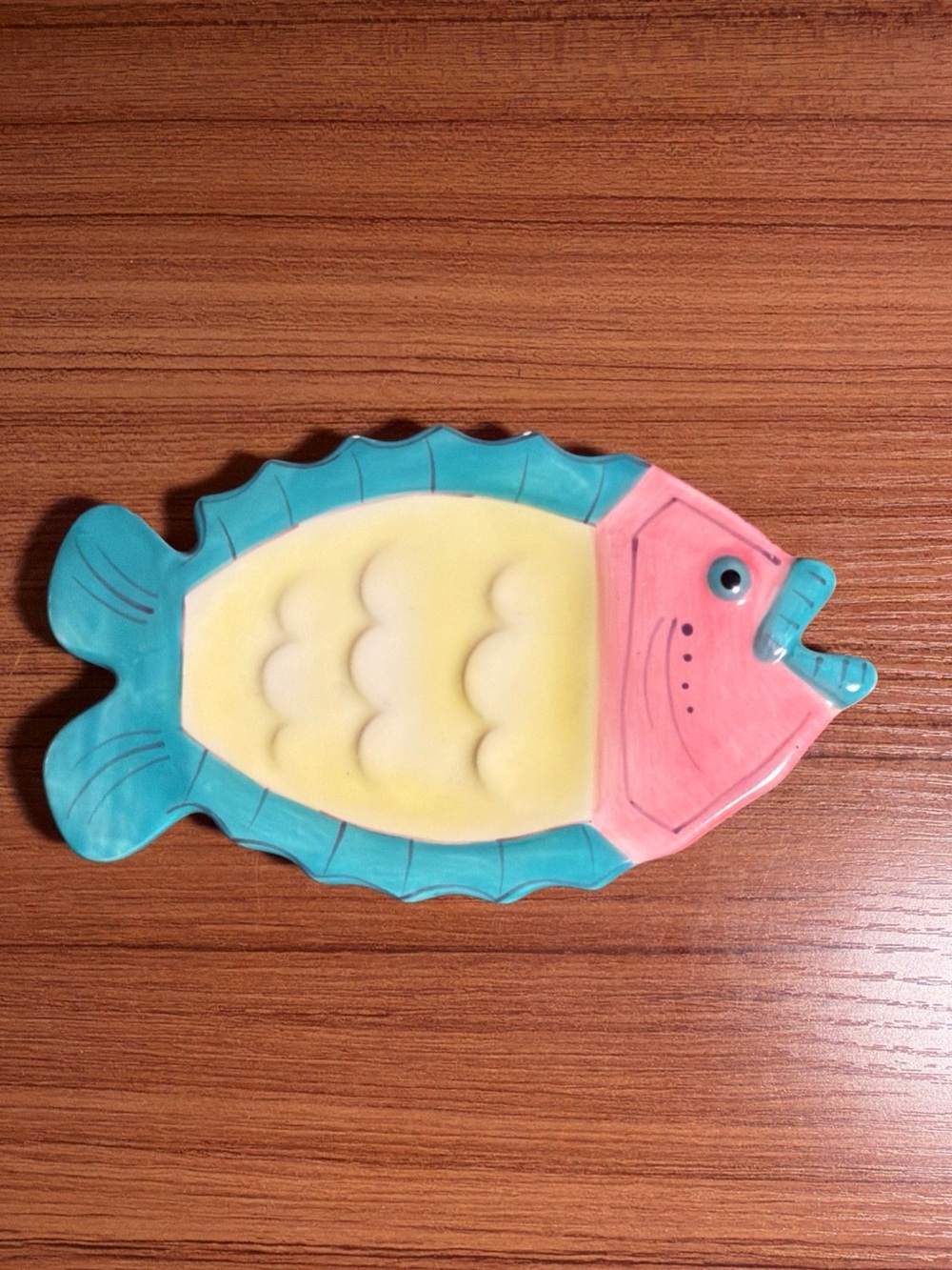 VTG Pier 1 Hand Painted Fish Shaped Soap Trinket Dish Beach Ocean Nautical